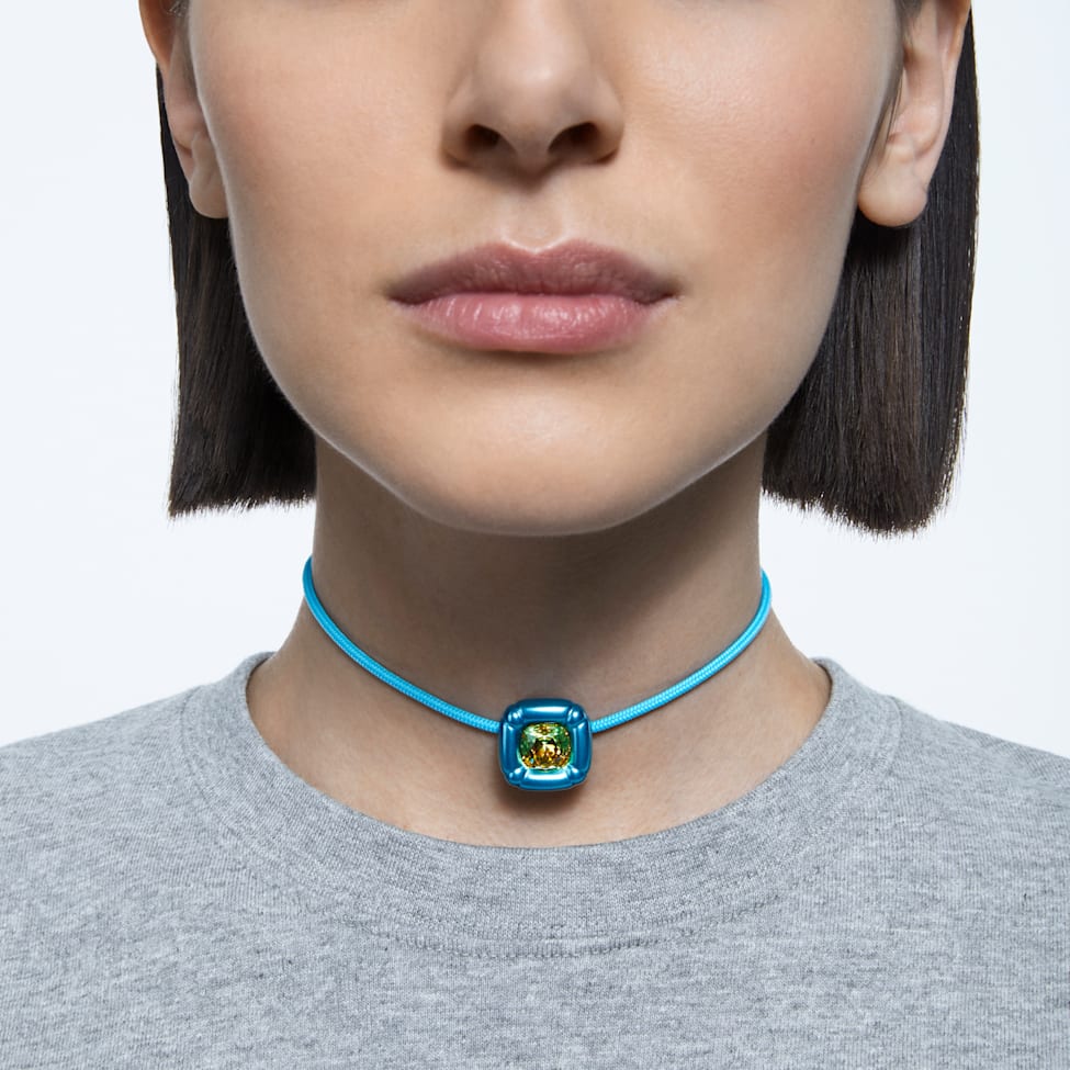 Dulcis necklace, Cushion cut, Blue by SWAROVSKI
