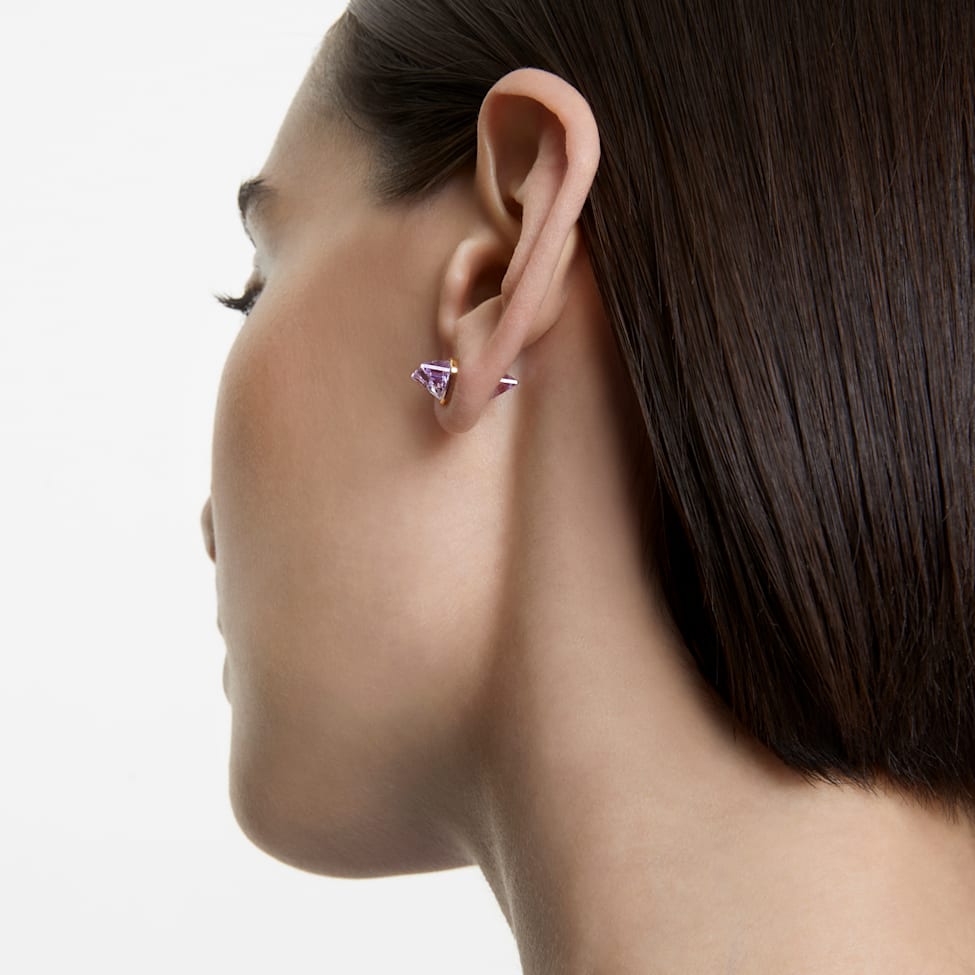 Lucent ear cuff, Single, Magnetic closure, Purple, Gold-tone plated by SWAROVSKI