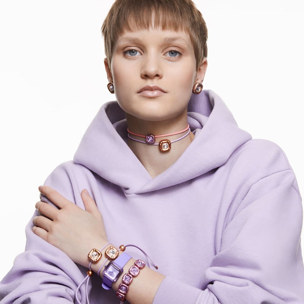 Dulcis bracelet, Cushion cut, Purple by SWAROVSKI