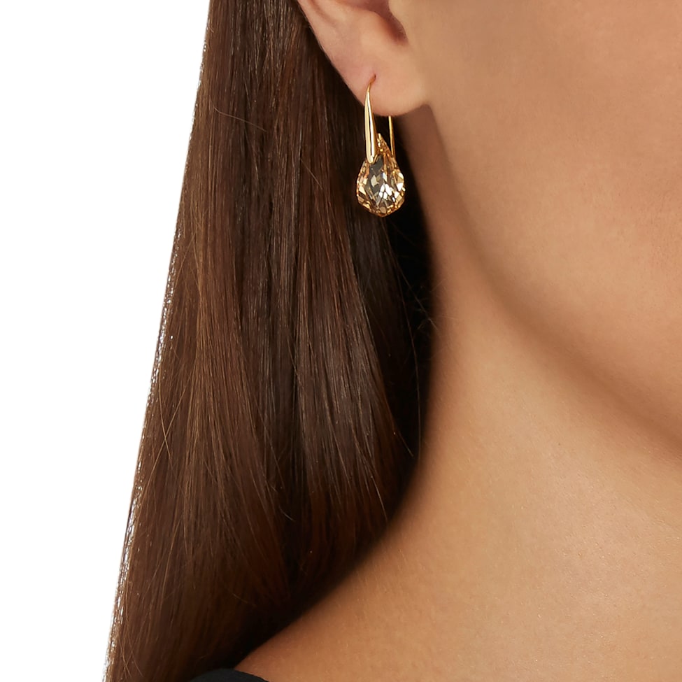 Energic drop earrings, Brown, Gold-tone plated by SWAROVSKI