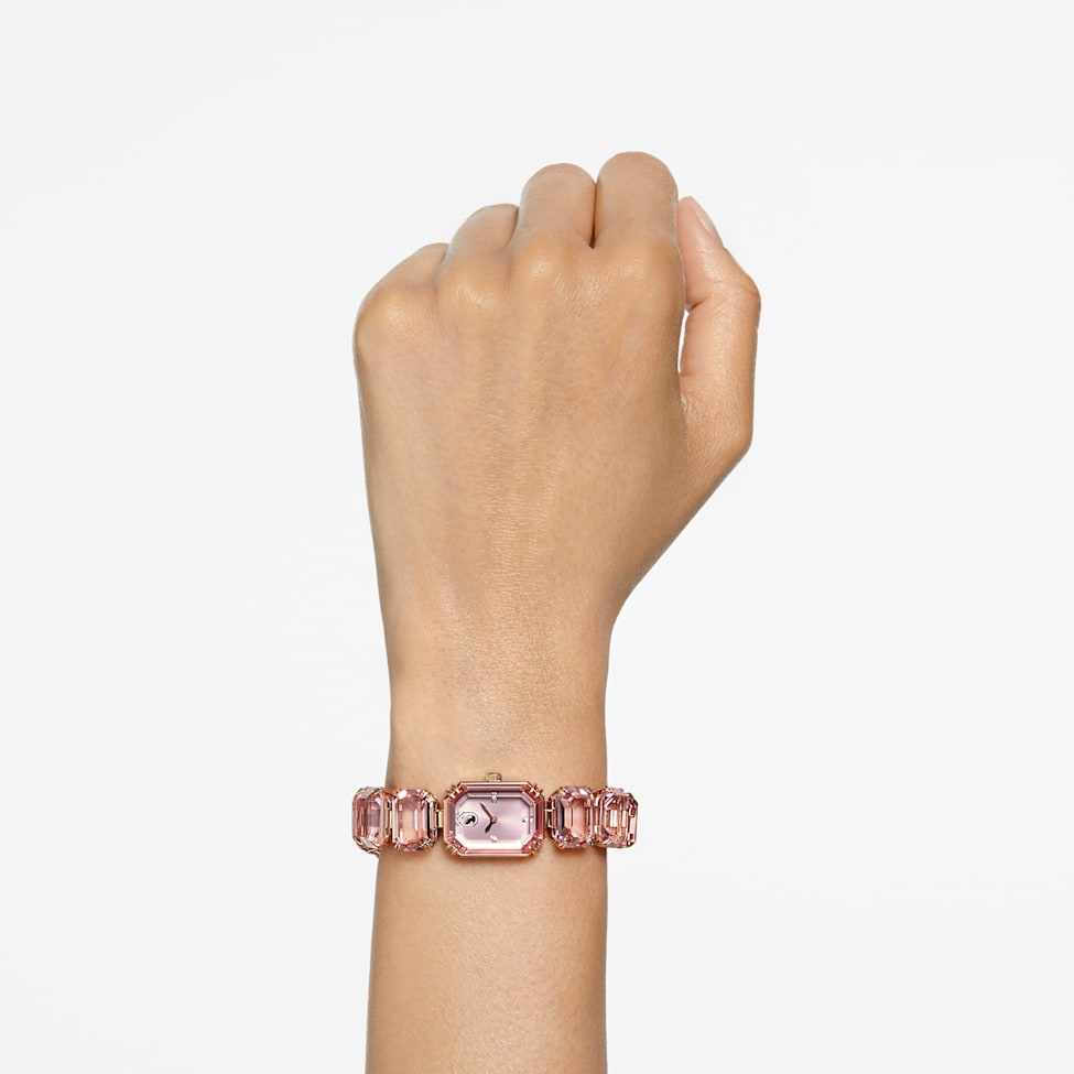 Watch, Octagon cut bracelet, Pink, Rose gold-tone finish by SWAROVSKI