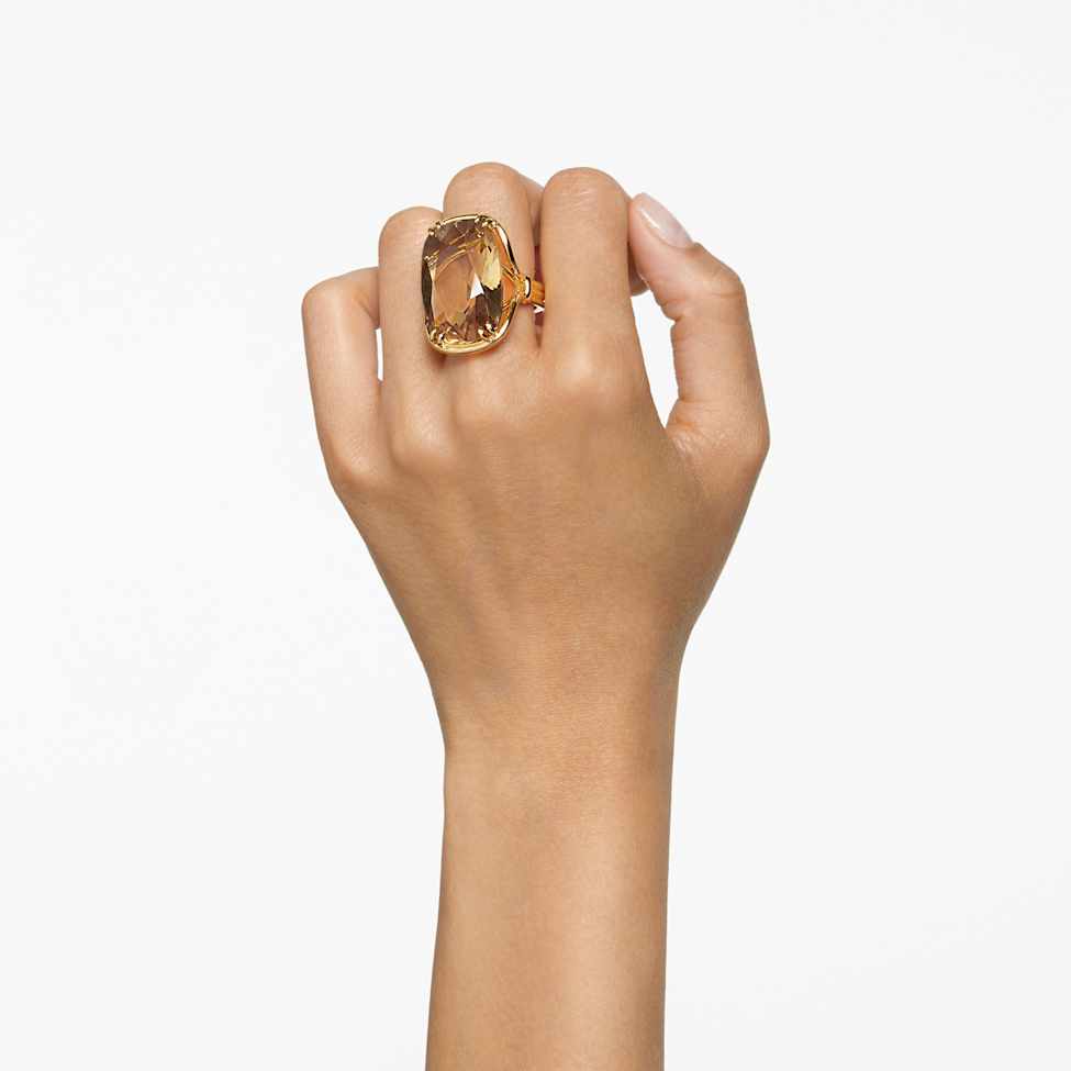 Harmonia cocktail ring, Oversized crystal, Gold tone, Gold-tone plated by SWAROVSKI
