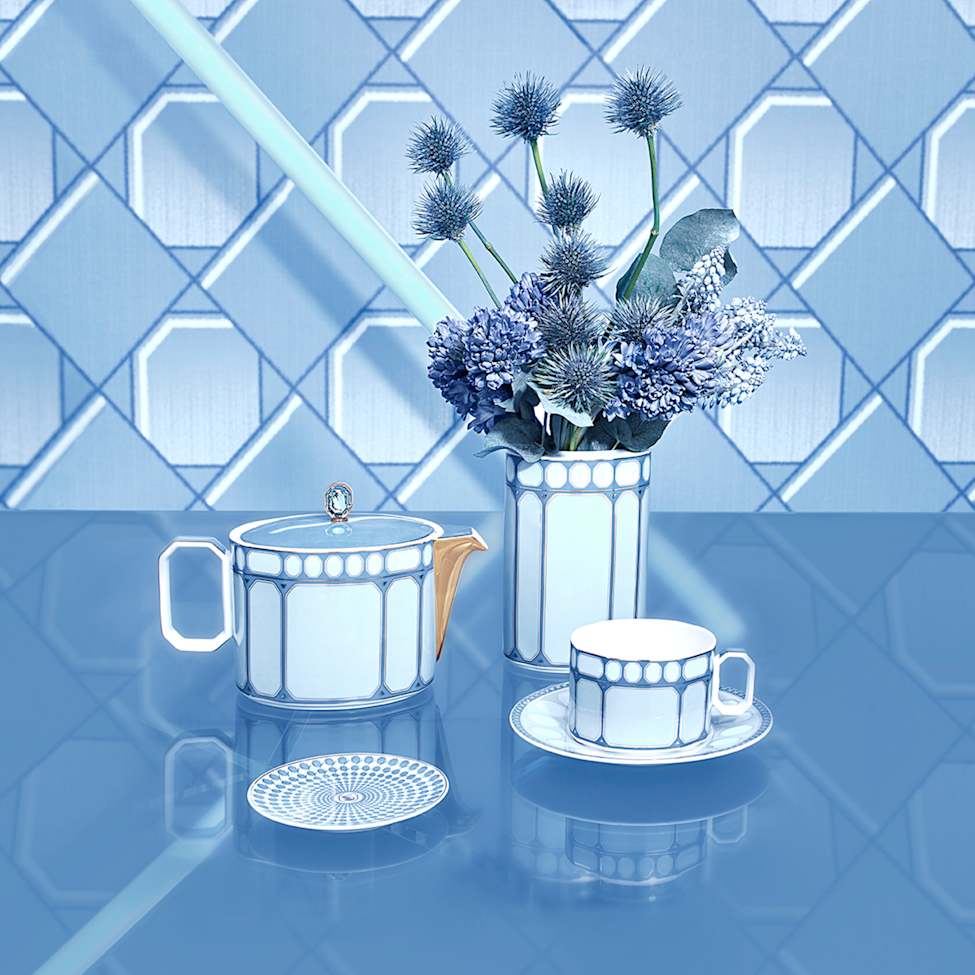 Signum teacup set, Porcelain, Multicoloured by SWAROVSKI
