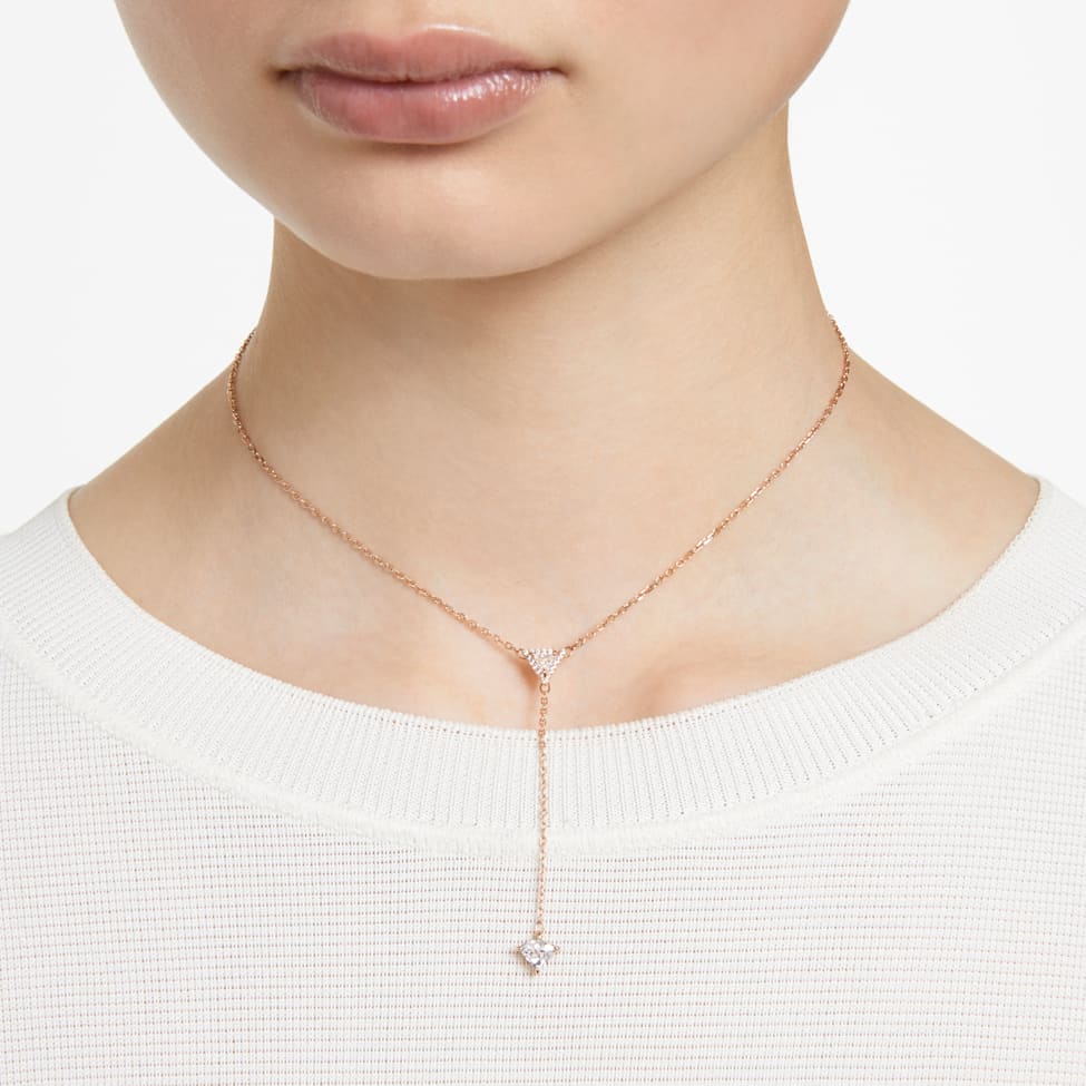 Swarovski Ortyx necklace, Triangle cut, White, Rhodium plated by