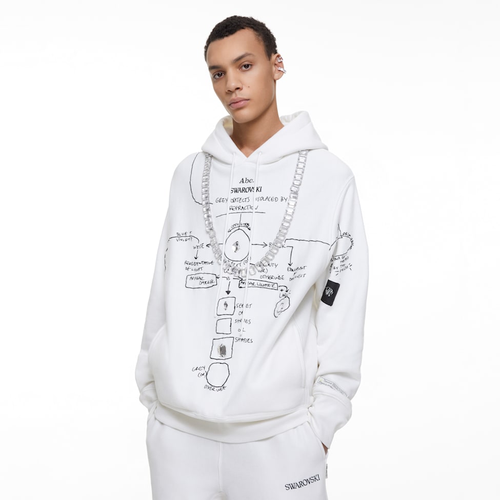 ADVISORY BOARD CRYSTALS, Gray Objects Displaced by Refraction hoodie, White by SWAROVSKI