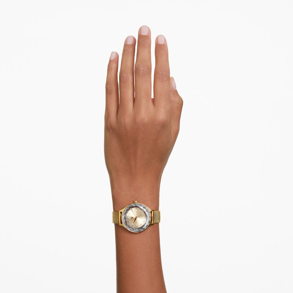 Octea Nova watch, Swiss Made, Metal bracelet, Gold tone, Gold-tone finish by SWAROVSKI