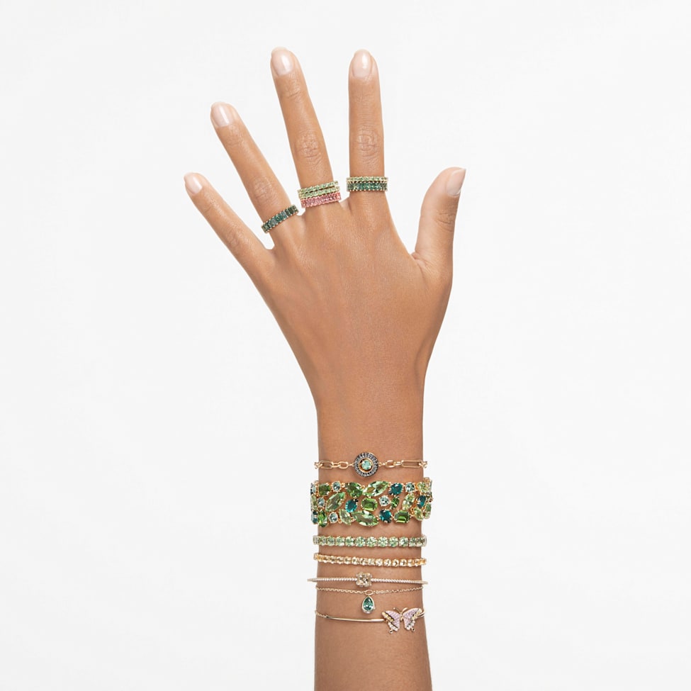 Swarovski Sparkling Dance bracelet, Green, Gold-tone plated by SWAROVSKI