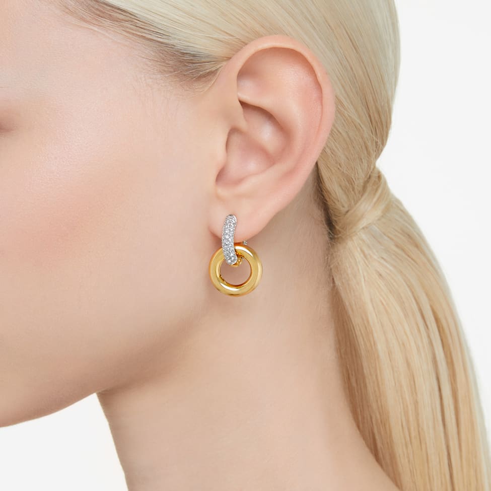 Dextera hoop earrings, Asymmetrical design, Interlocking loop, White