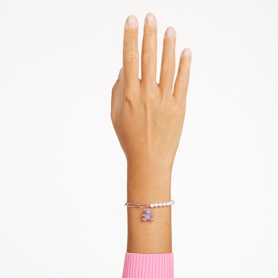 teddy bracelet bear pink rose gold tone plated swarovski 5669169