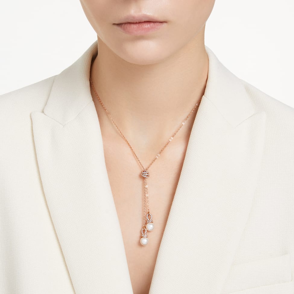 Originally Y pendant, White, Rose gold-tone plated by SWAROVSKI