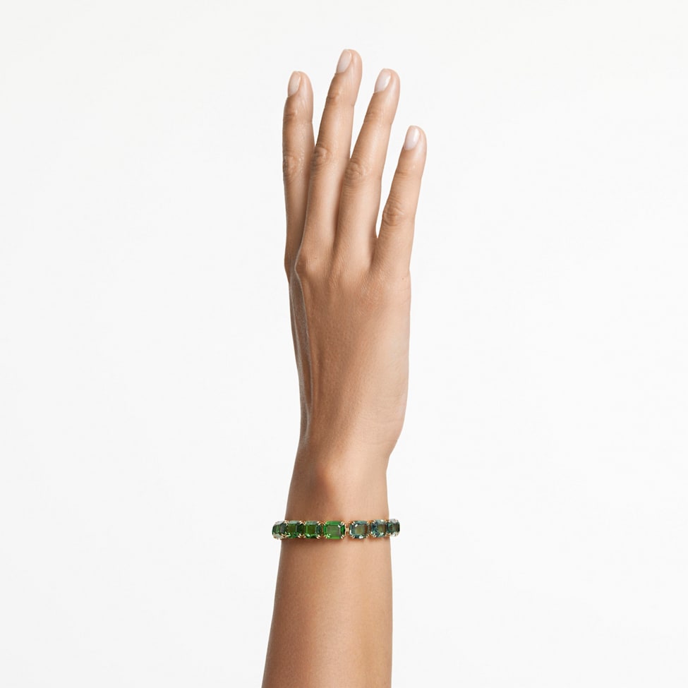 Millenia bracelet, Octagon cut, Colour gradient, Green, Gold-tone plated by SWAROVSKI