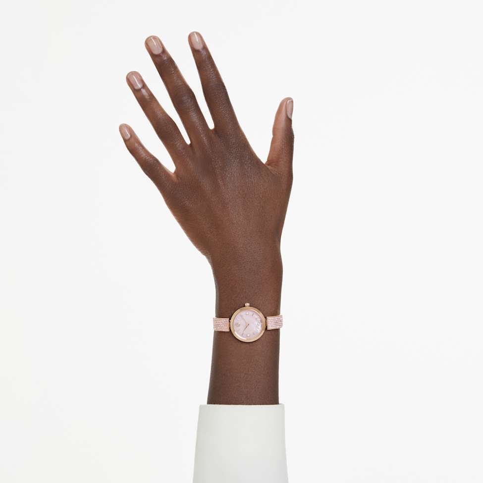 Illumina watch, Swiss Made, Crystal bracelet, Pink, Rose gold-tone finish by SWAROVSKI