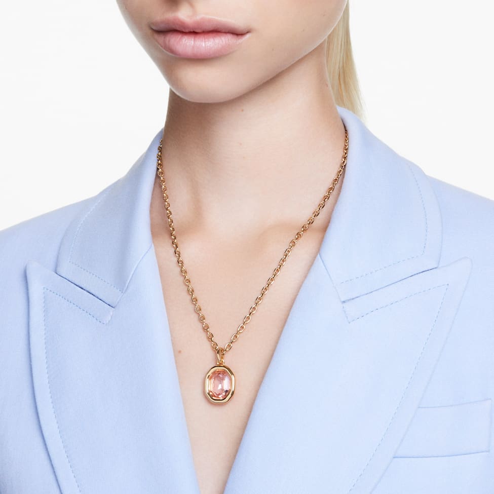 Imber pendant, Octagon cut, Pink, Gold-tone plated by SWAROVSKI
