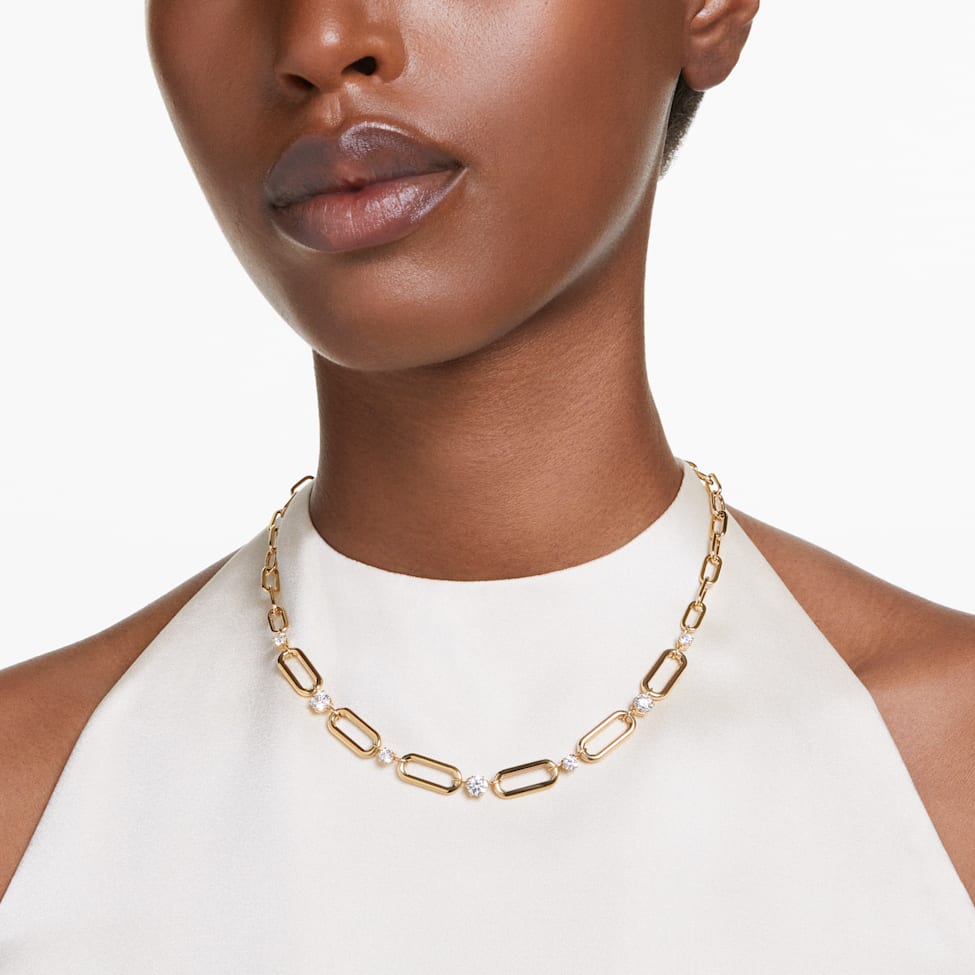 Constella necklace, White, Gold-tone plated by SWAROVSKI