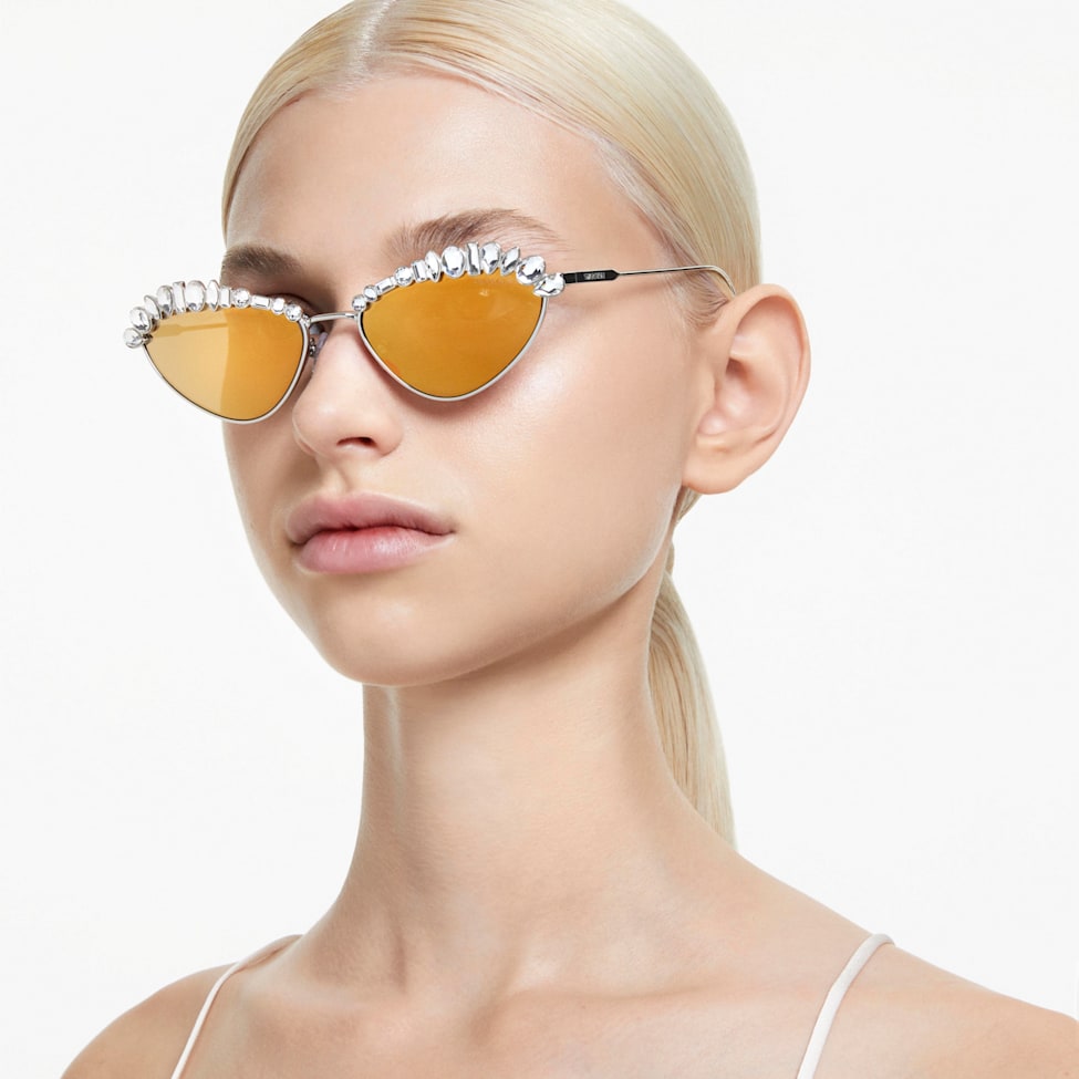 Sunglasses, Statement, Cat-eye shape, SK7009, Gold tone by SWAROVSKI