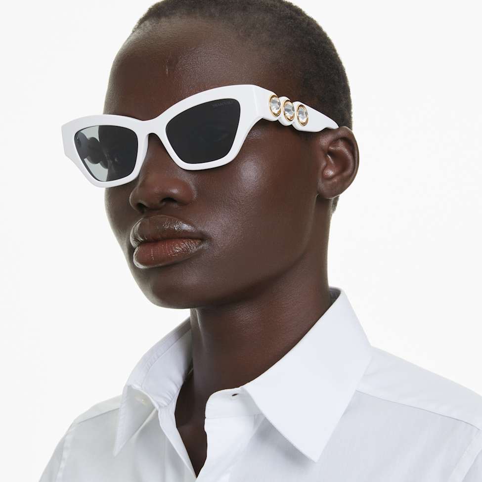 Sunglasses, Cat-Eye shape, White by SWAROVSKI
