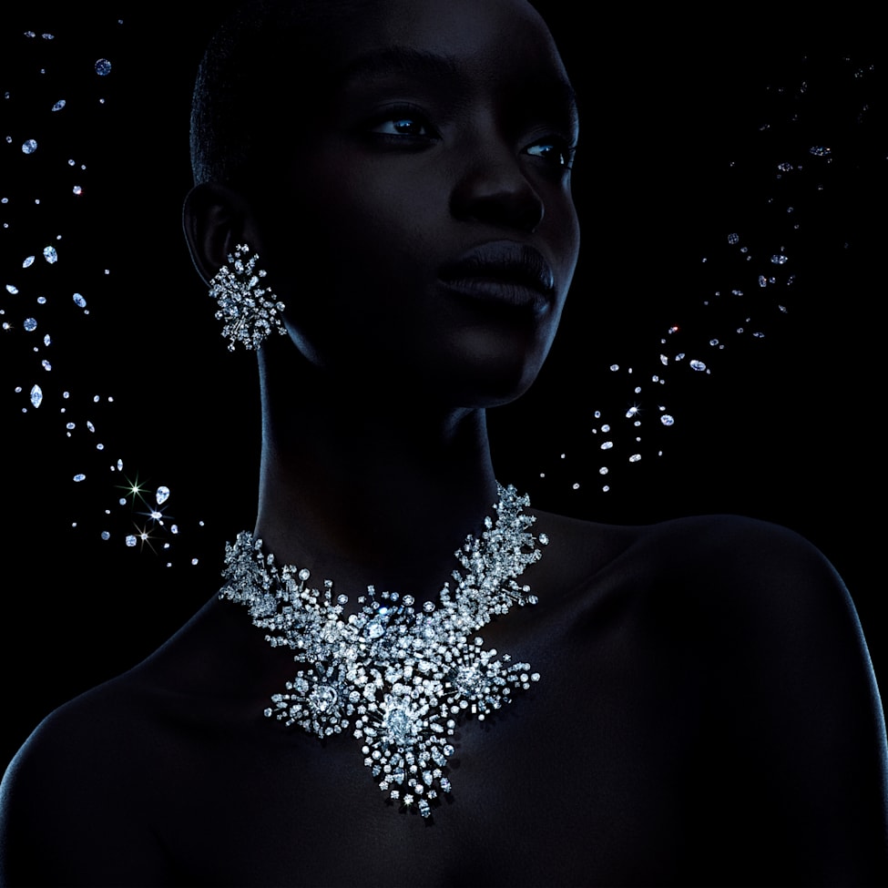 Galaxy necklace, Laboratory grown diamonds 156.5 ct tw, 18K white gold by SWAROVSKI