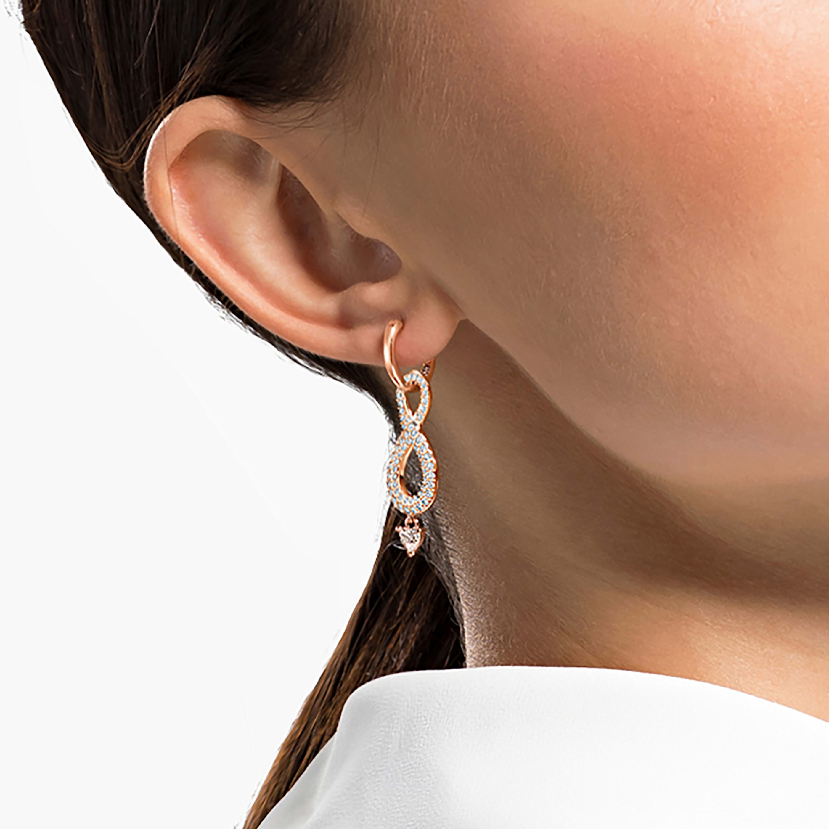 Swarovski Infinity Pierced Earrings, White, Rose-gold tone plated - Swarovski, 5512625
