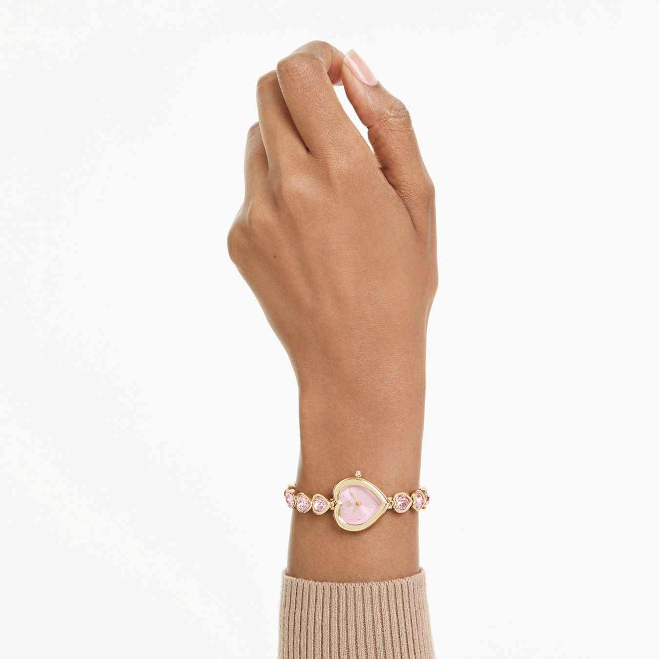 Relógio Idyllia Heart Bracelete em cristal, Rosa, Acabamento em dourado