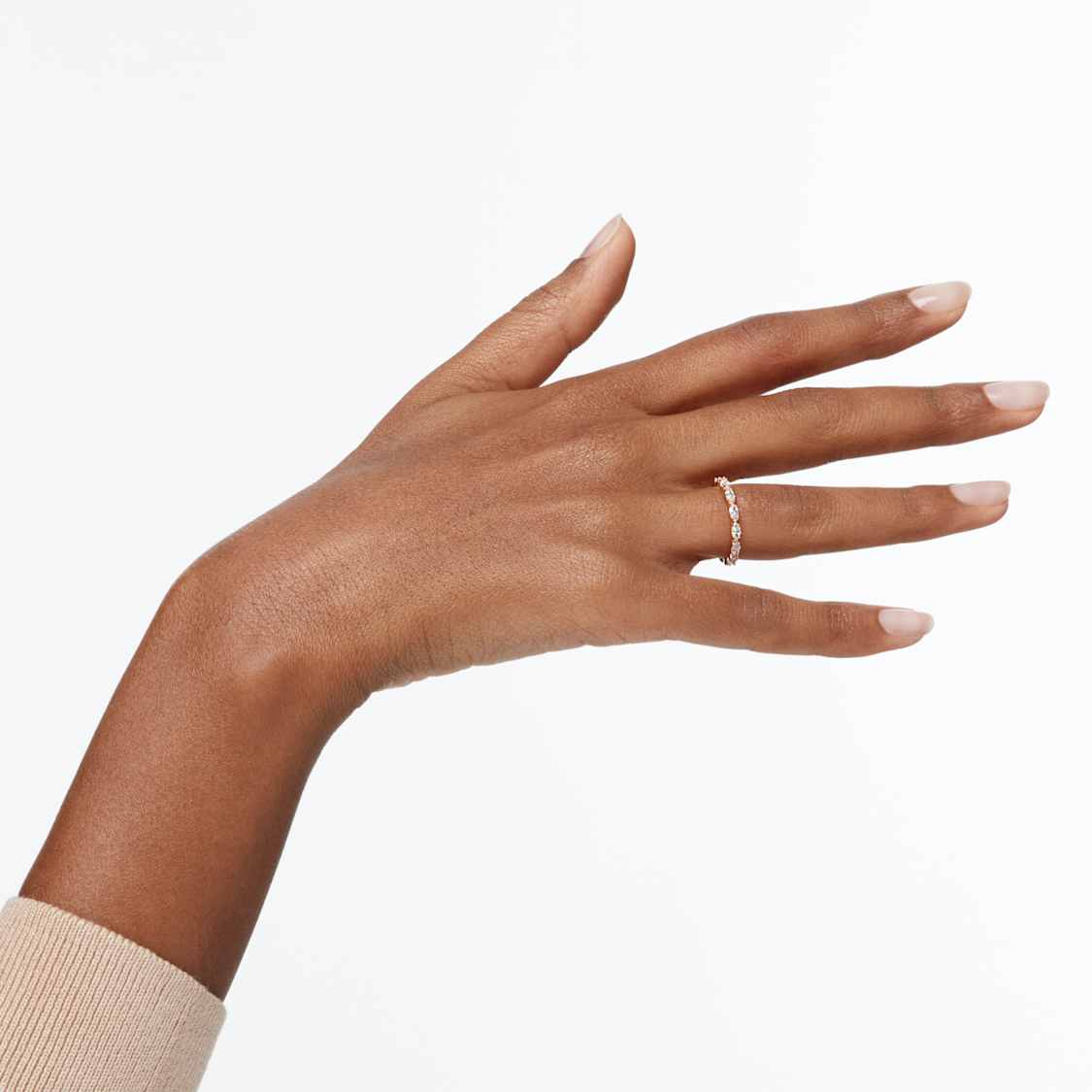 Matrix Vittore ring, Marquise cut, White, Rose gold-tone plated by SWAROVSKI