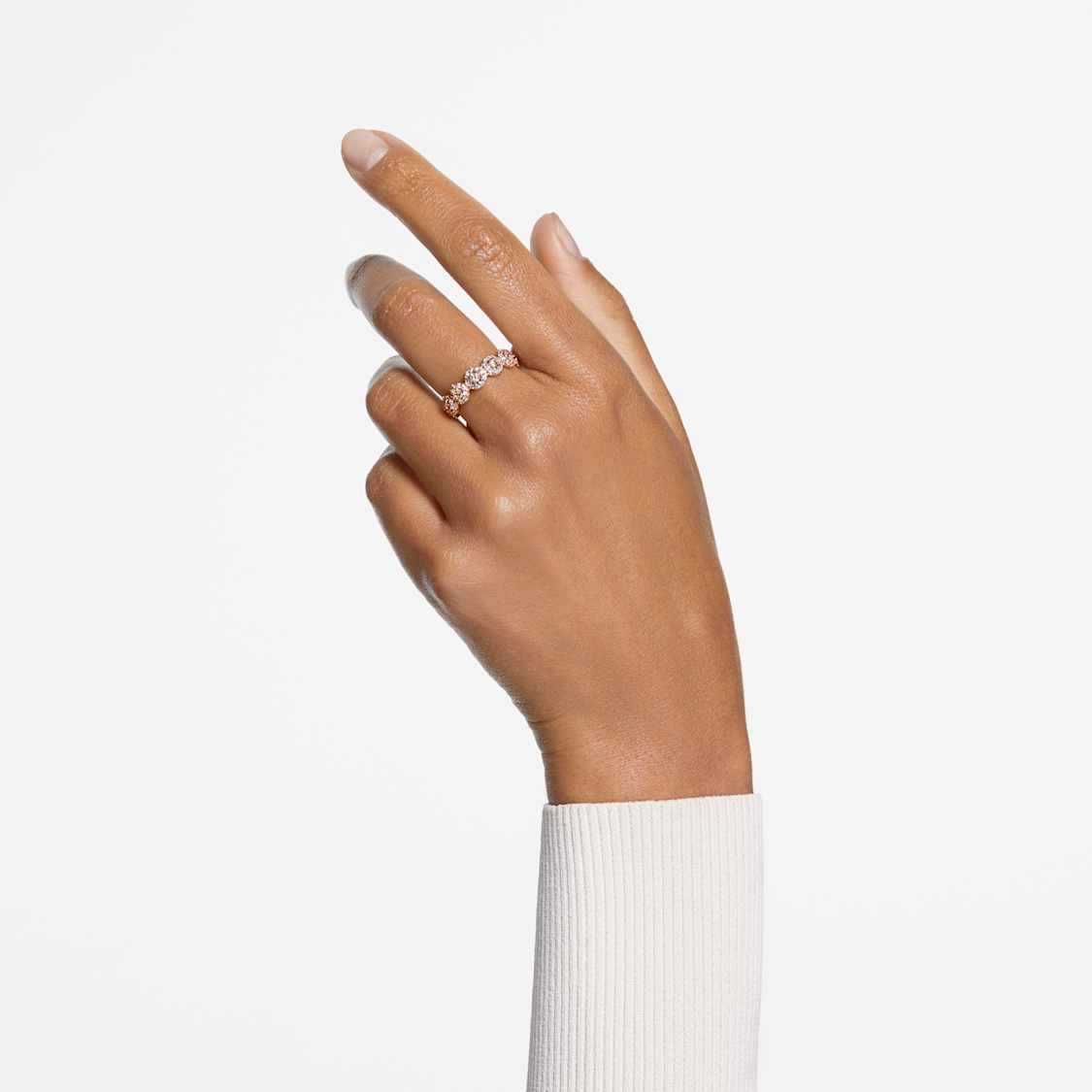 Una Angelic ring, Round cut, White, Rose gold-tone plated by SWAROVSKI