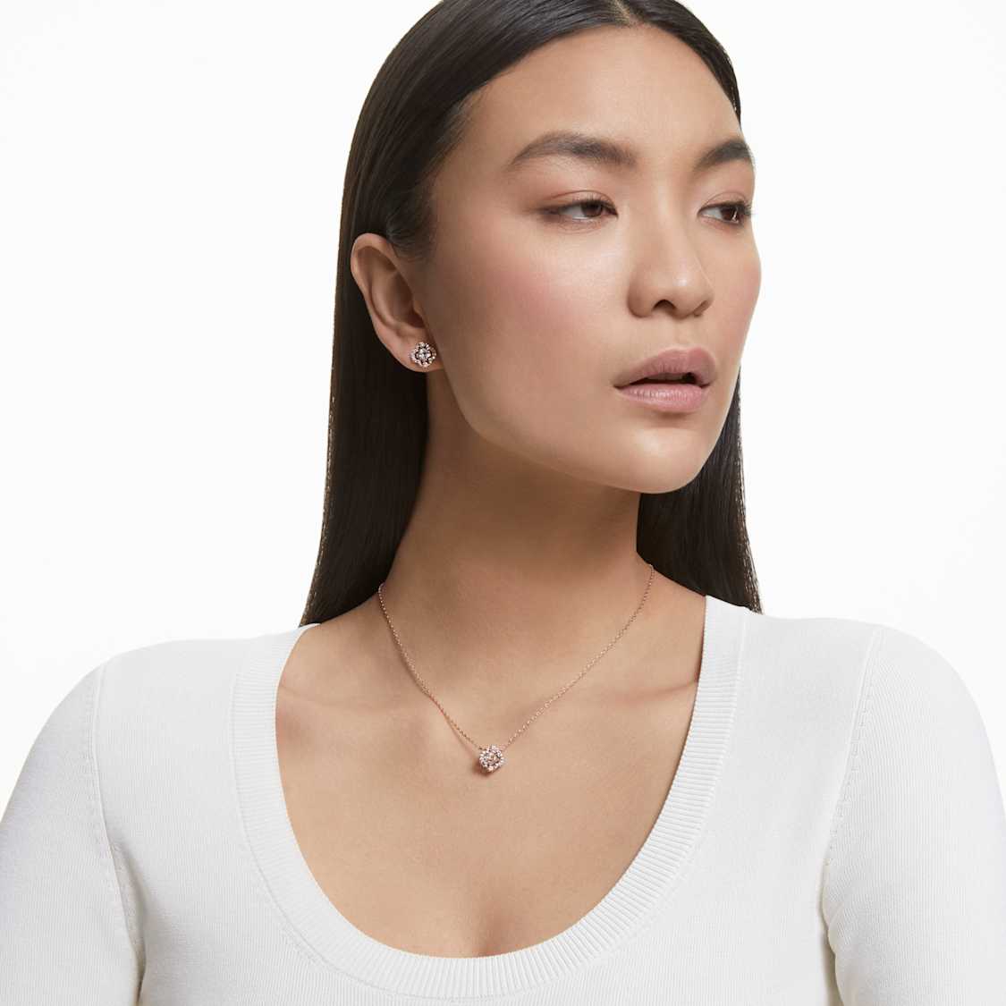 Una set, Mixed cuts, White, Rose gold-tone plated by SWAROVSKI