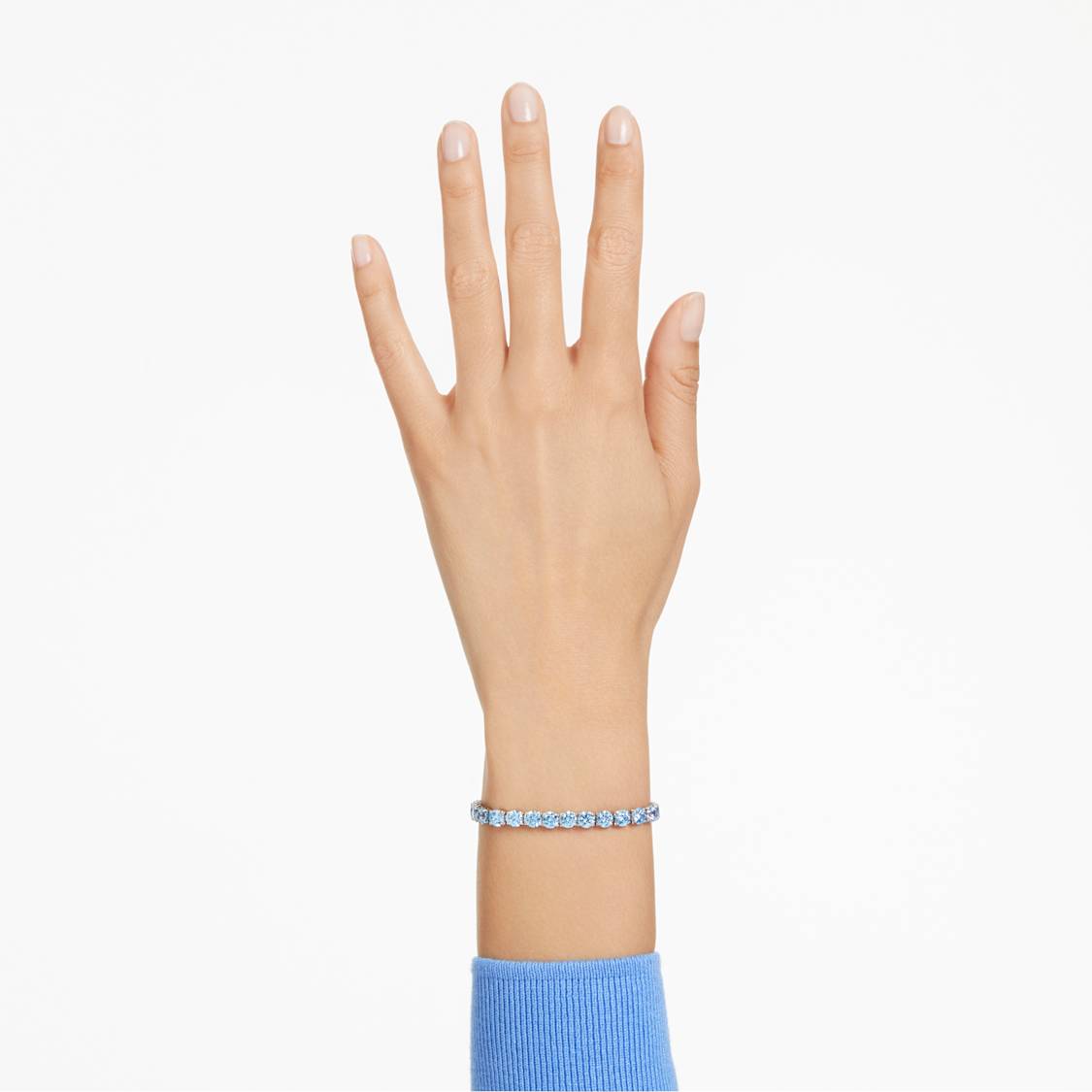 Matrix Tennis bracelet, Round cut, Blue, Rhodium plated - Swarovski, 5648927