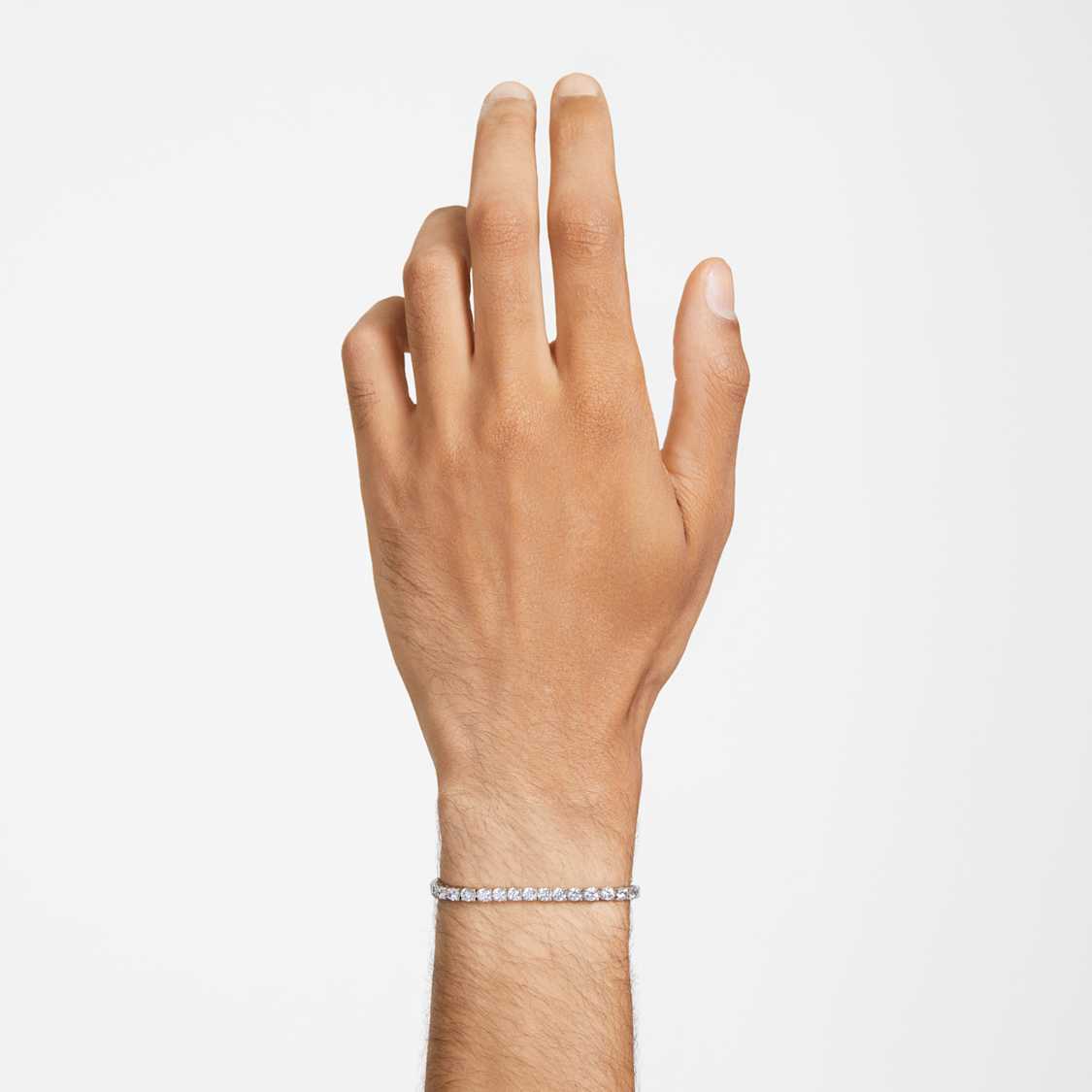 Bransoletka Matrix Tennis, Szlif okrągły, Biała, Powłoka z rodu - Swarovski, 5648936