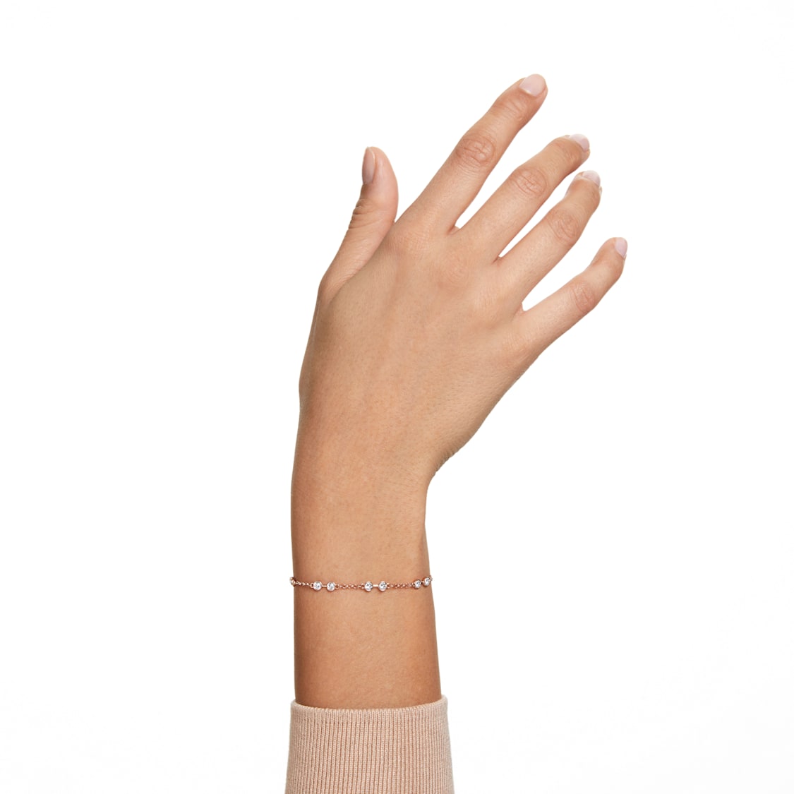 Swarovski Remix Collection strand, Round cut, White, Rose gold-tone plated by SWAROVSKI