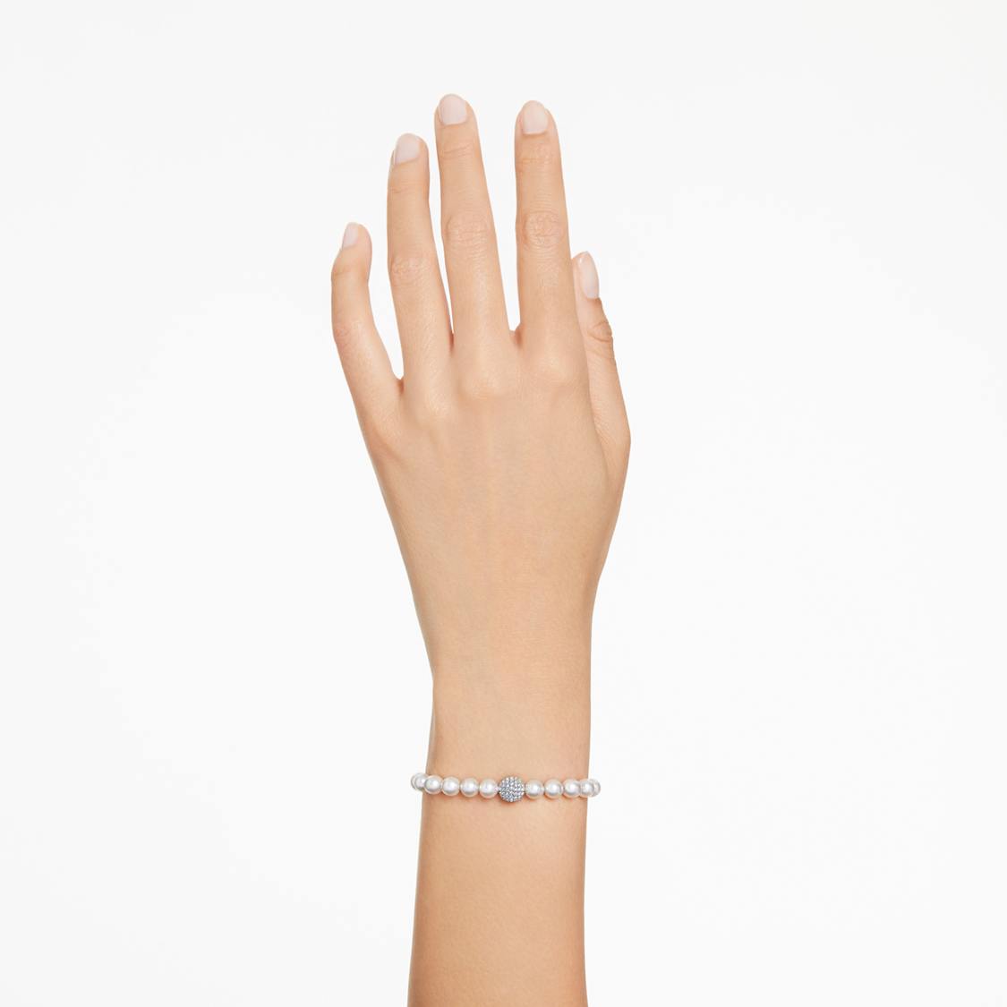 Swarovski Remix Collection strand, Crystal pearl, White, Rhodium plated by SWAROVSKI