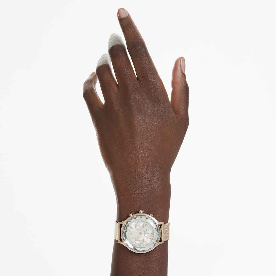 Nova chrono watch, Swiss Made, Metal bracelet, Gold tone