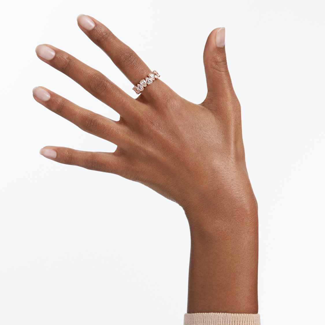 Matrix Vittore ring, Pear cut, White, Rose gold-tone finish by SWAROVSKI