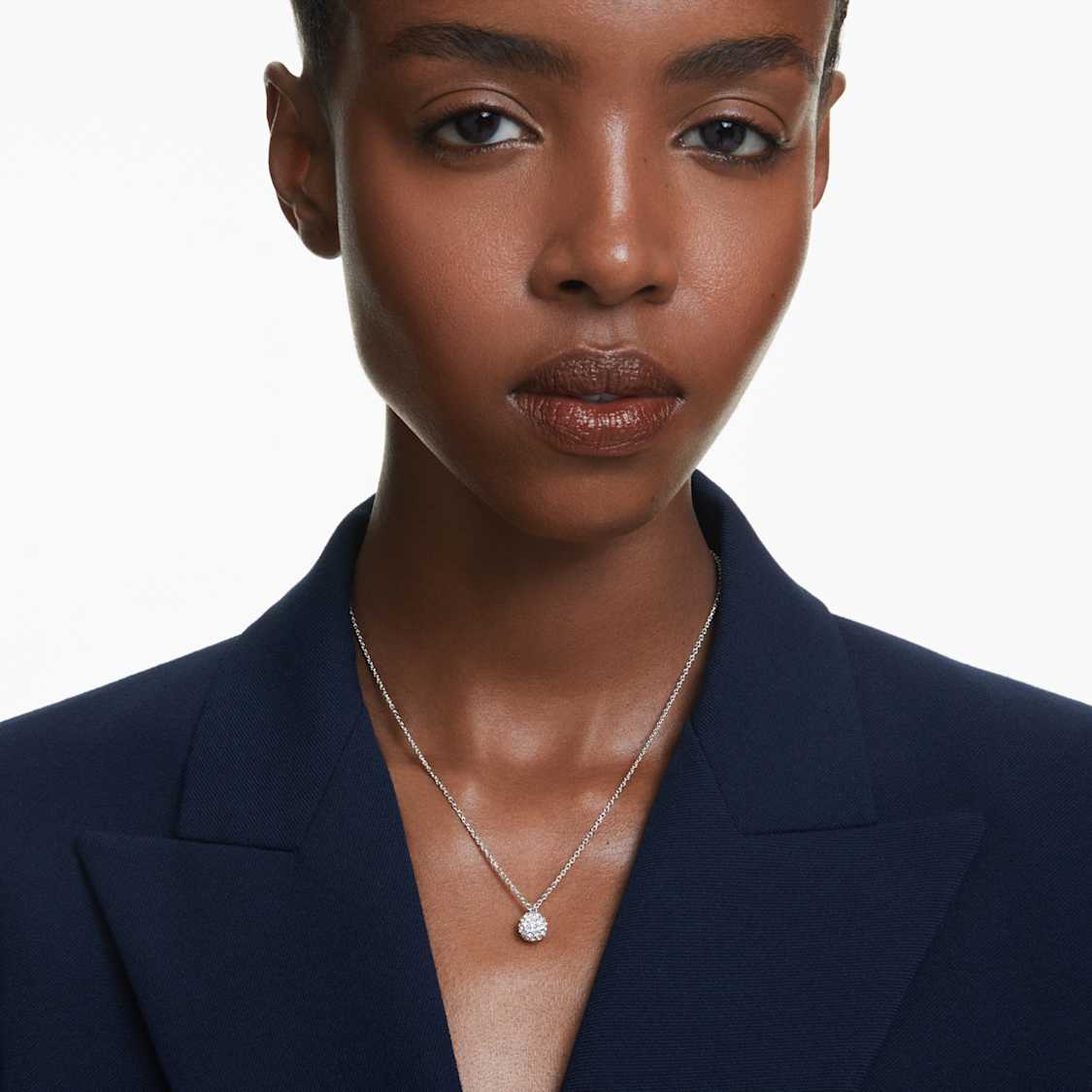 Dextera pendant, Round cut, Sphere, White, Rhodium plated by SWAROVSKI