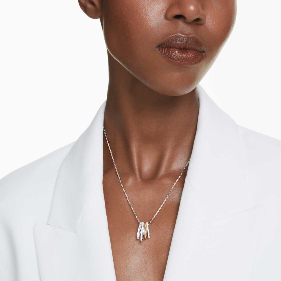 Hyperbola pendant, Mixed cuts, White, Mixed metal finish by SWAROVSKI