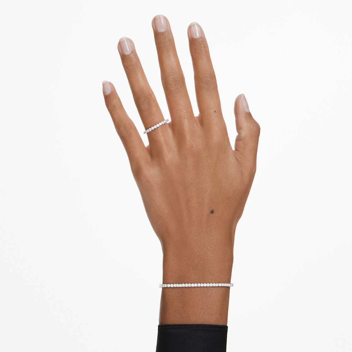 Eternity Tennis bracelet, Lab-grown diamonds 3 ct tw, Round shape, 14K white gold by SWAROVSKI