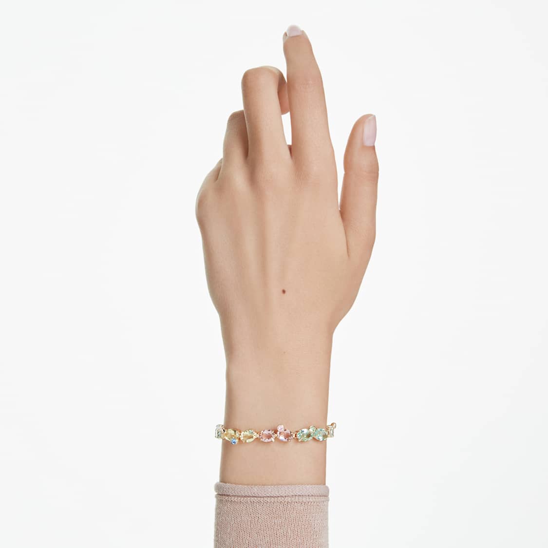 Gema bracelet, Mixed cuts, Multicoloured, Gold-tone plated by SWAROVSKI