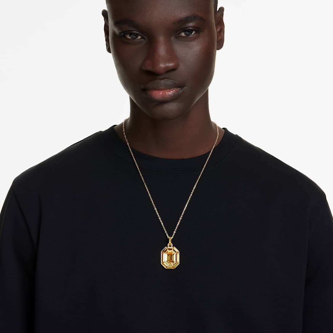 Lucent pendant, Octagon shape, Yellow, Gold-tone plated by SWAROVSKI