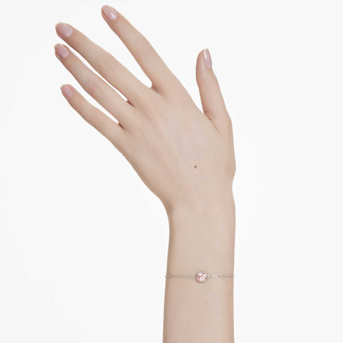 Náramek Birthstone, Čtvercový výbrus, Červen, Růžová, Pokoveno rhodiem - Swarovski, 5710518