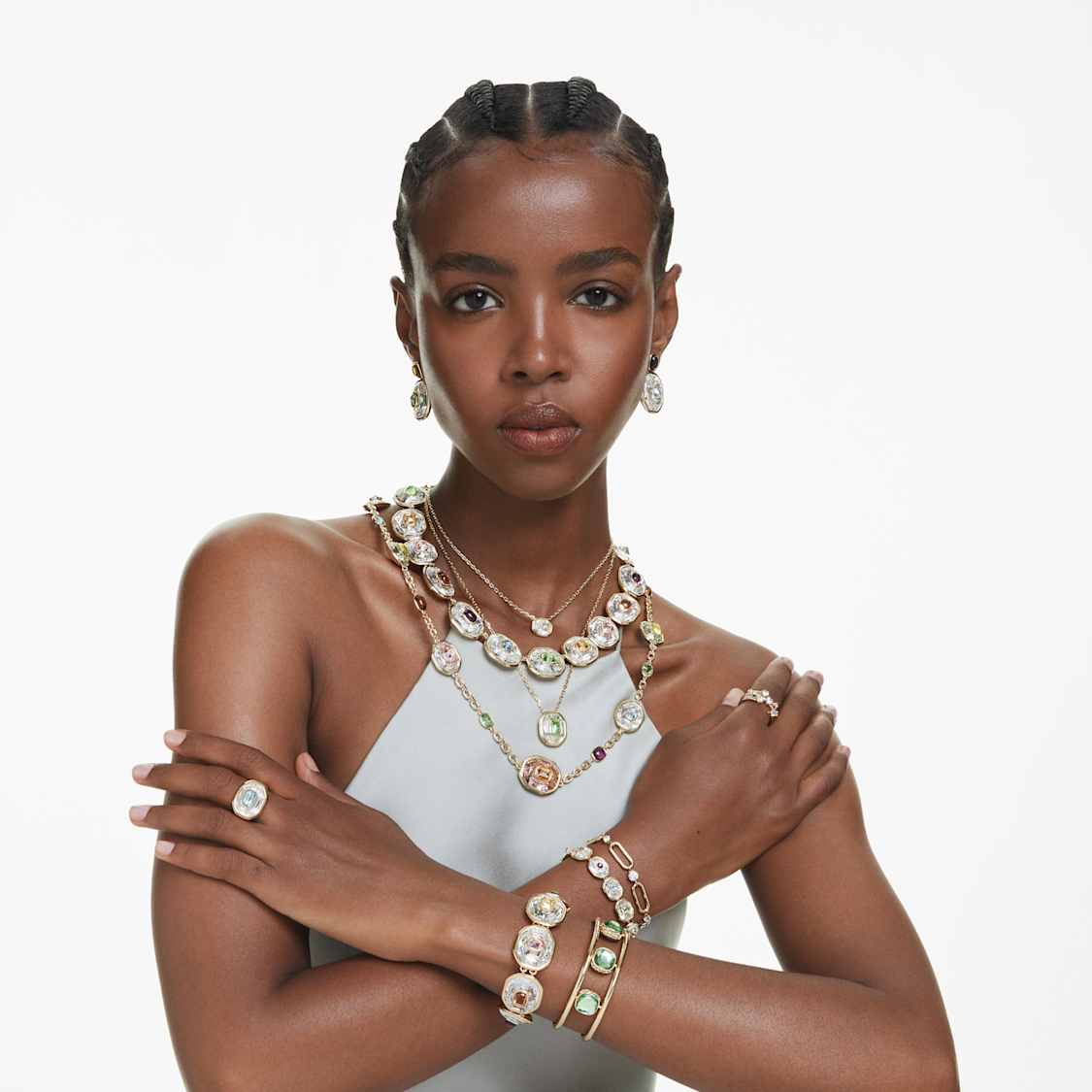 Chroma cocktail ring, Octagon cut, Blue, Gold-tone plated by SWAROVSKI