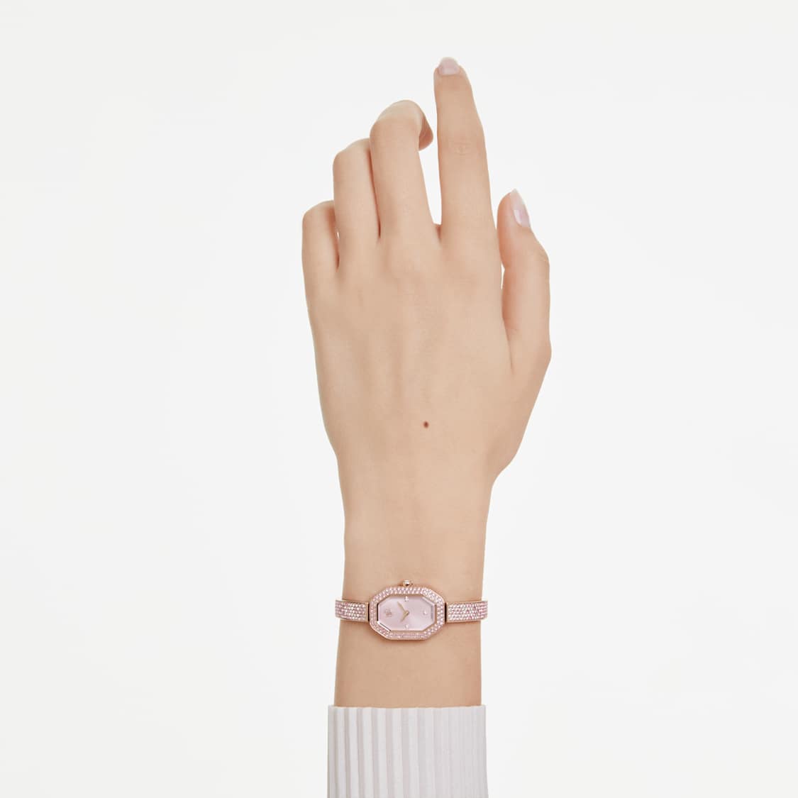 Dextera bangle watch, Swiss Made, Metal bracelet, Pink, Rose gold-tone plated by SWAROVSKI