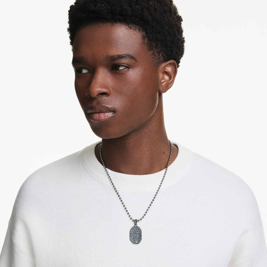 Dextera pendant, Octagon shape, Round cut, Black, Ruthenium plated by SWAROVSKI