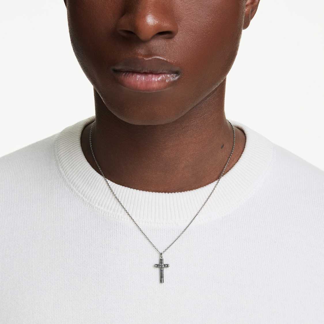 Insigne pendant, Cross, Gray, Ruthenium plated by SWAROVSKI
