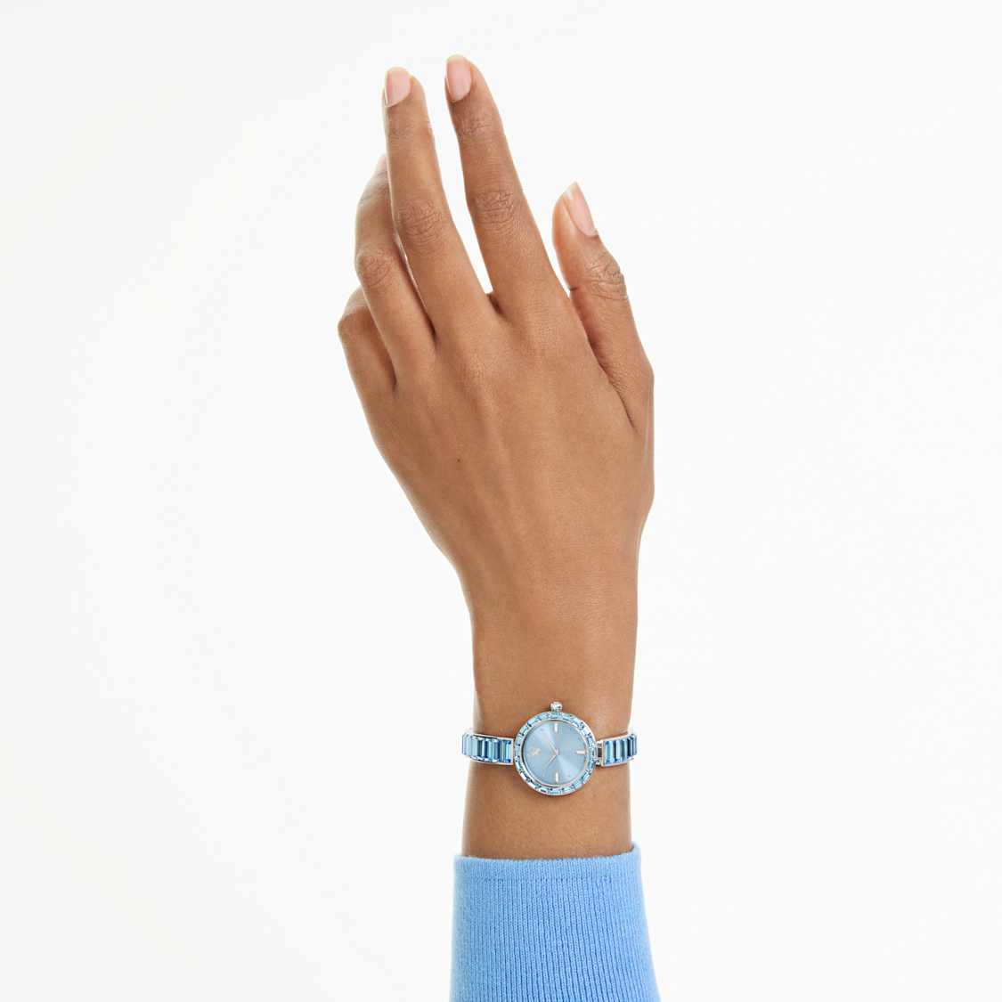 Matrix bangle watch, Swiss Made, Crystal bracelet, Blue, Stainless steel by SWAROVSKI