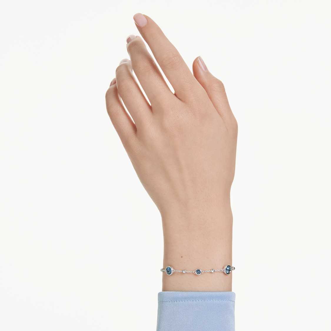Imber bracelet, Round cut, Blue, Rhodium plated by SWAROVSKI