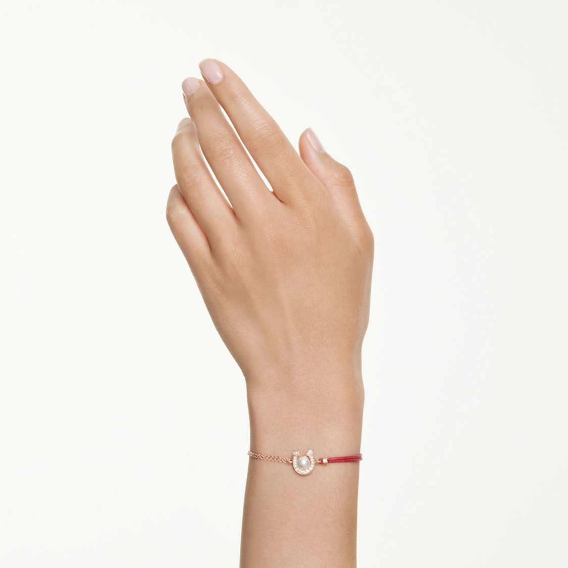 Symbolica bracelet, Crystal pearl, Pavé, Horse shoe, White, Rose gold-tone plated by SWAROVSKI