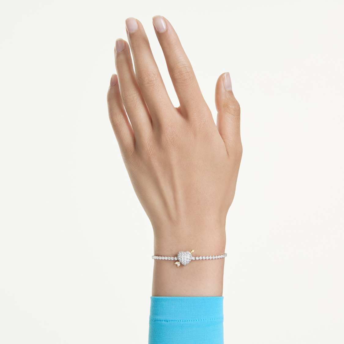 Idyllia bracelet, Mixed cuts, Heart with arrow, White, Rhodium plated by SWAROVSKI