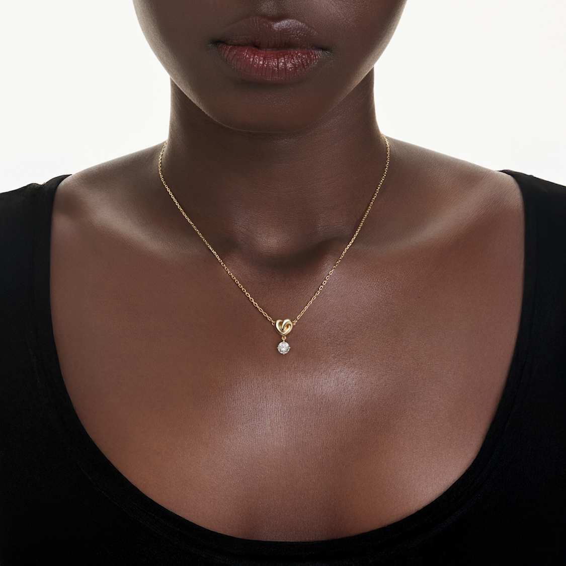 Lifelong pendant, Round cut, Heart, White, Gold-tone plated by SWAROVSKI