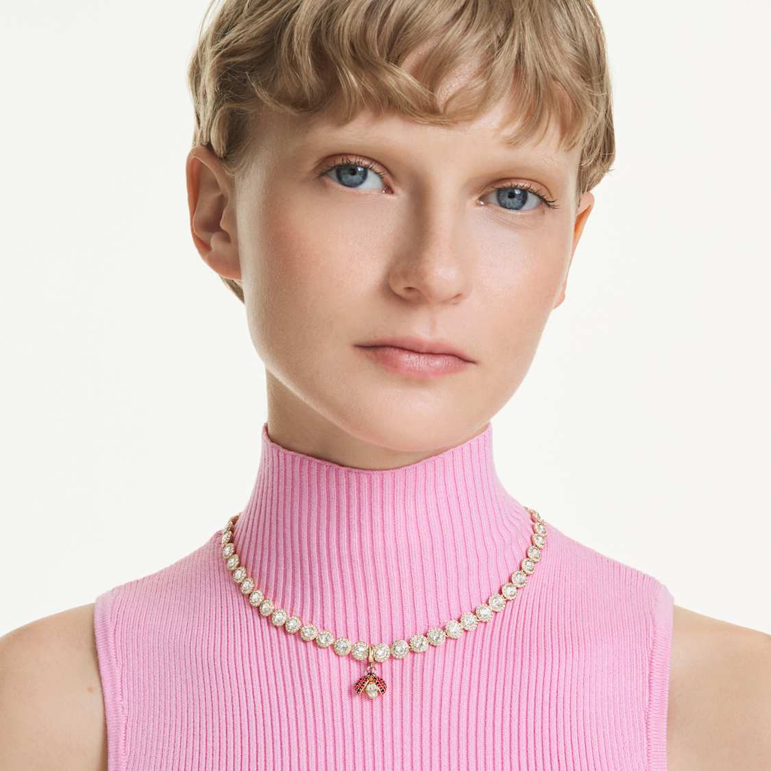 Idyllia charm, Mixed cuts, Ladybird, Red, Gold-tone plated by SWAROVSKI