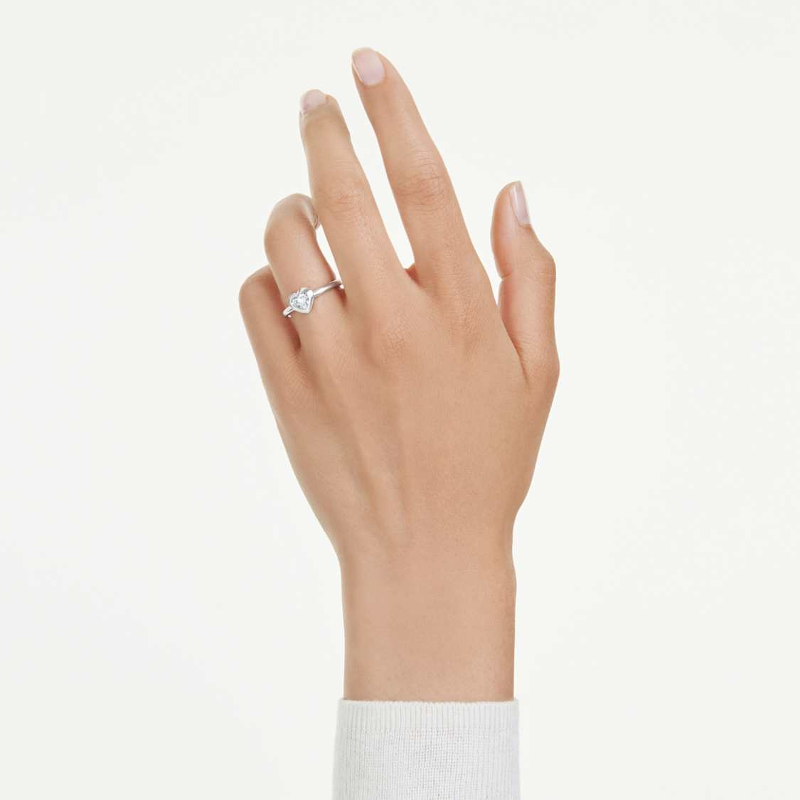 Eternity solitaire ring, Lab-grown diamonds 0.5 ct tw, Heart shape, Sterling silver by SWAROVSKI