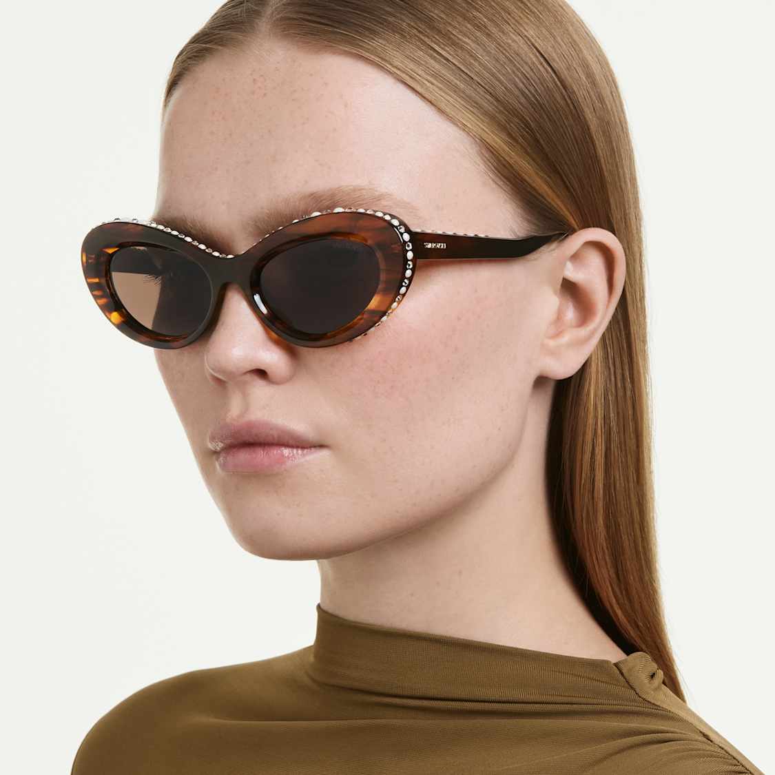 Sunglasses, Cat-Eye shape, SK6061U, Brown by SWAROVSKI